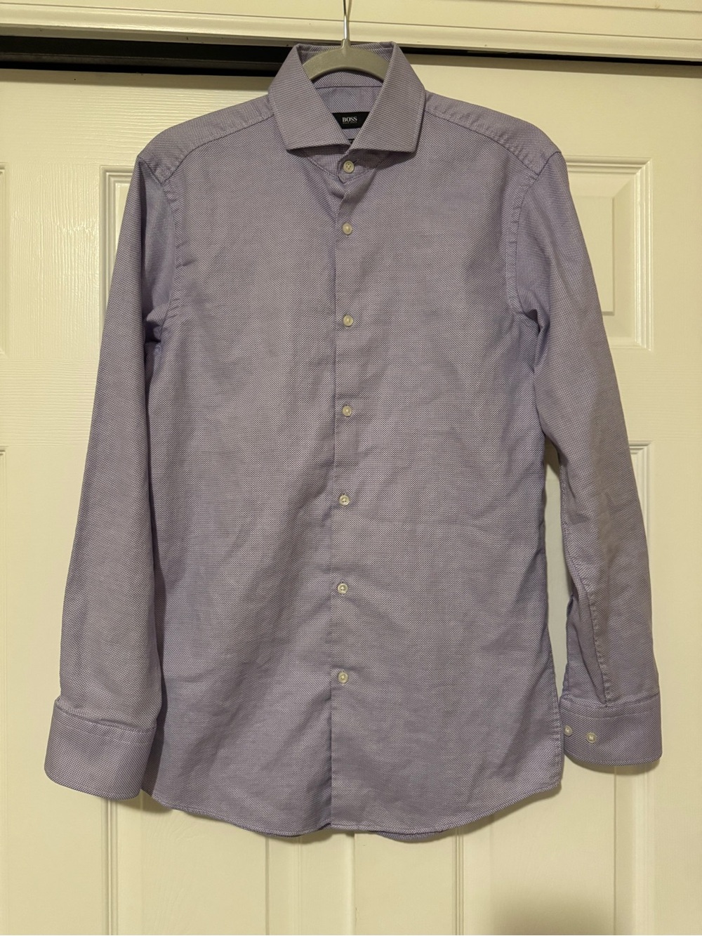 BOSS Men's Light Lavender Button-Down Dress Shirt